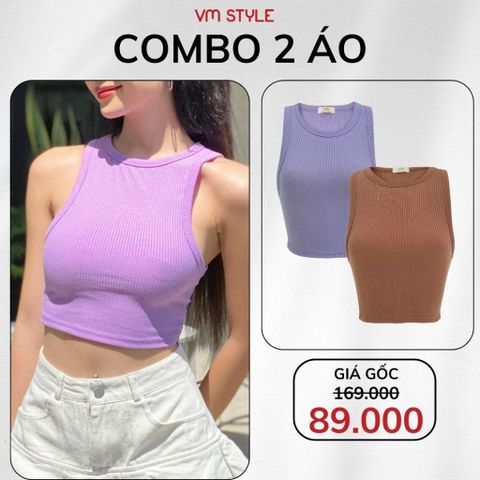Áo thun 3 lỗ VMSTYLE croptop đi biển gân tăm co dãn trơn nhiều màu thời trang mùa hè đi chơi, đi làm 20479 -ATU00190