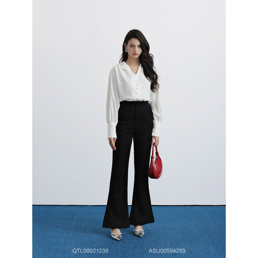 Quần tây nữ lưng cao ống loe KHÔNG TÚI VMSTYLE Quần âu ống loe trơn thời trang công sở QTL00021