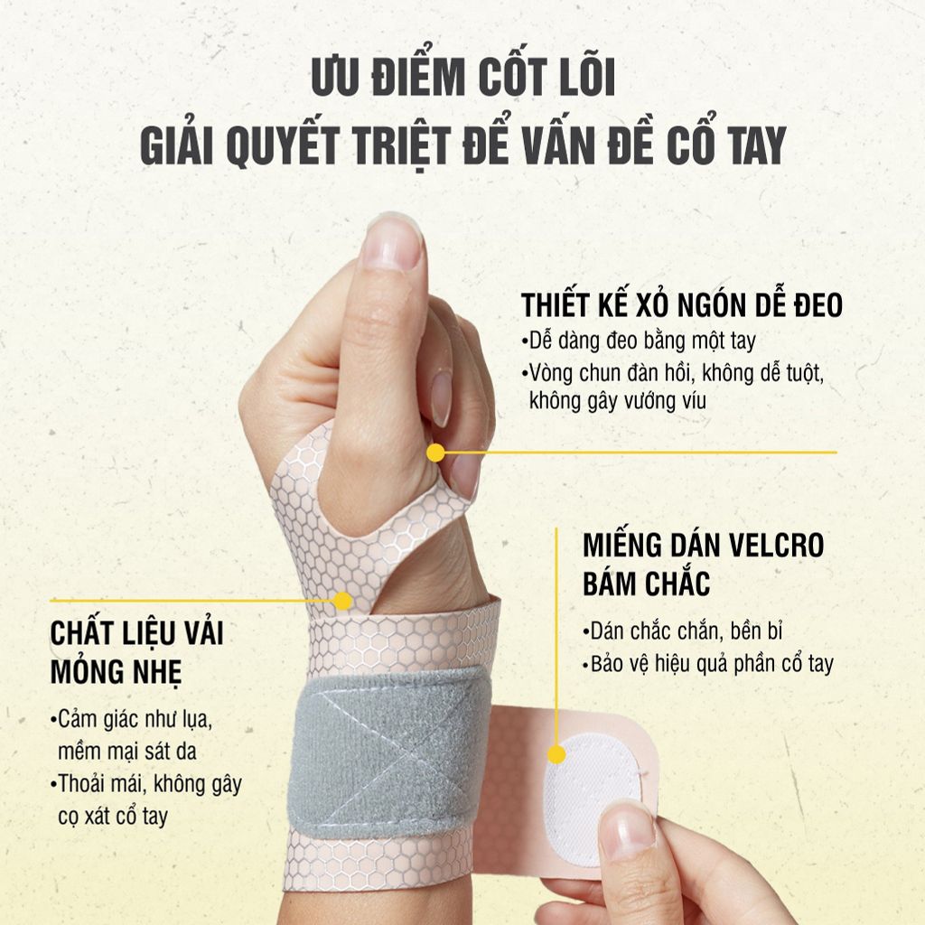 Đai bảo vệ cổ tay APAVI AH-105, Mỏng – Êm – Thoáng – Chống đau hiệu quả