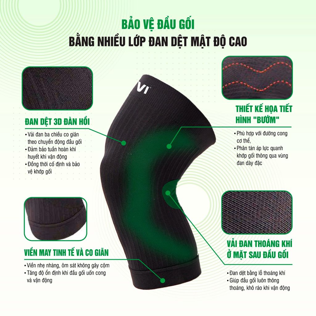 Đai bảo vệ khớp gối APAVI AH-316, Thiết kế hoa văn giúp phân tán áp lực, giảm chấn khớp gối hiệu quả