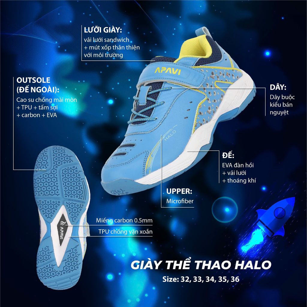 Giày cầu lông trẻ em Apavi Halo