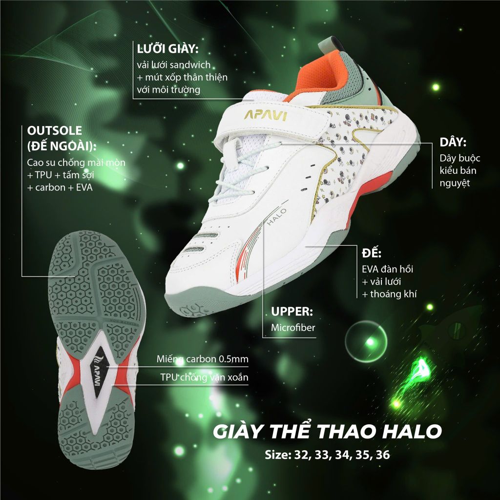 Giày cầu lông trẻ em Apavi Halo