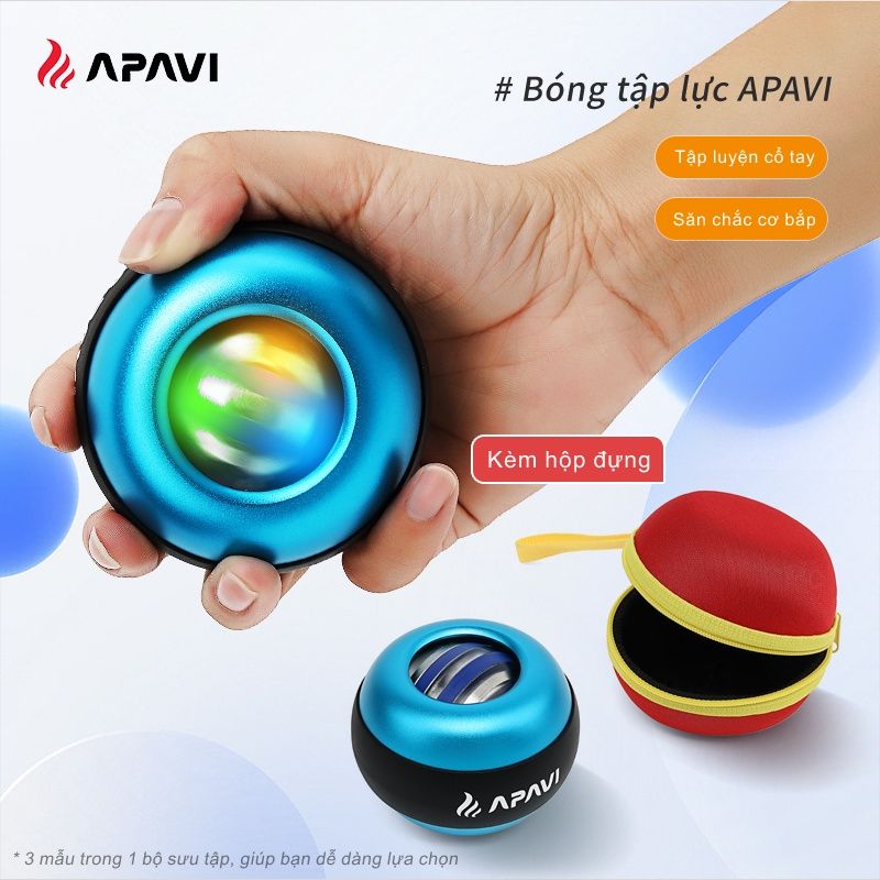 Bóng Tập Cổ Tay APAVI Chính Hãng, tự khởi động có Đèn, thiết kế xoay tròn, luyện tập cổ tay