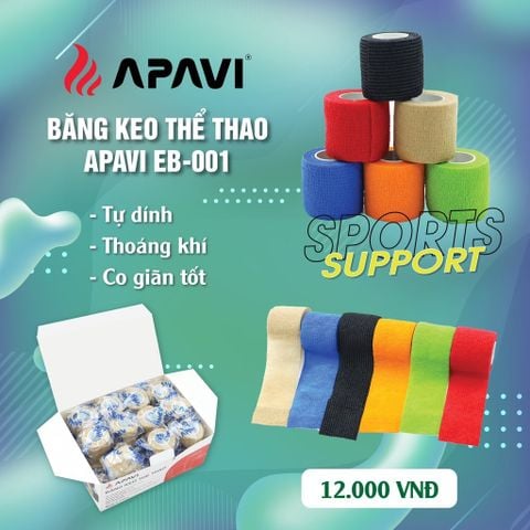 Băng keo thể thao APAVI 5CM, tự dính, độ đàn hồi cao, thoáng khí, thấm hút mồ hôi tốt.