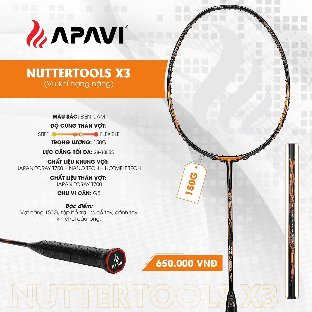 Vợt tập lực cổ tay Apavi Nuttertools X3