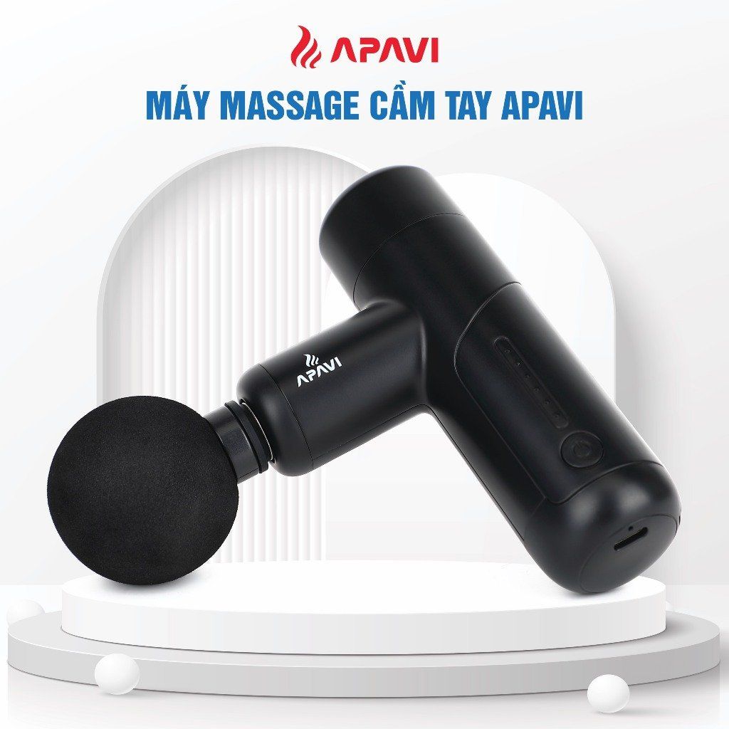 Máy mát xa cầm tay Apavi nhỏ gọn cầm tay 6 mức, 4 đầu mát xa giảm căng cơ khi tập luyện