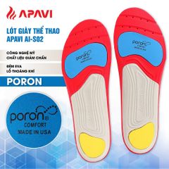 Lót giày thể thao Apavi AI-S02 Poron công nghệ Mỹ, giảm chấn đệm EVA êm chân lỗ thoáng khí trên bề mặt