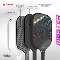 Vợt Pickleball Apavi MASTER, 100% Sợi Carbon T700, dày 16mm, phù hợp lối đánh tấn công