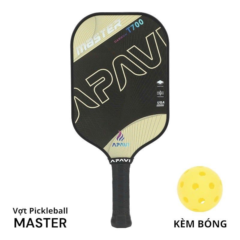 Vợt Pickleball Apavi MASTER, 100% Sợi Carbon T700, dày 16mm, phù hợp lối đánh tấn công