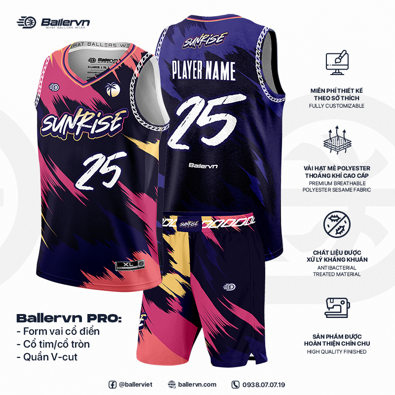 Mẫu Thiết kế Đồng phục Bóng rổ đội - HT032508