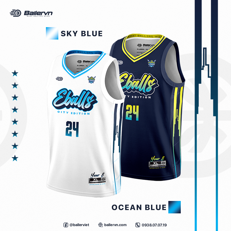 Mẫu Thiết kế Đồng phục Phiên bản Kỷ niệm 8 năm Trung tâm Bóng rổ Eballs