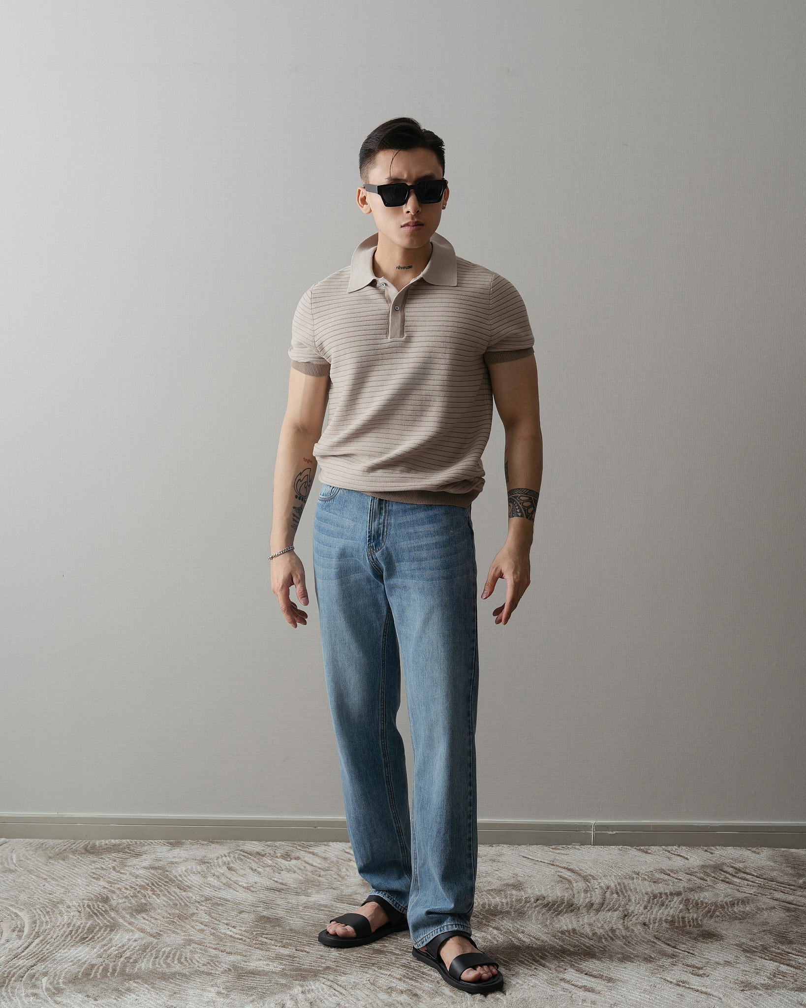 ÁO THUN CÓ CỔ DỆT KIM 