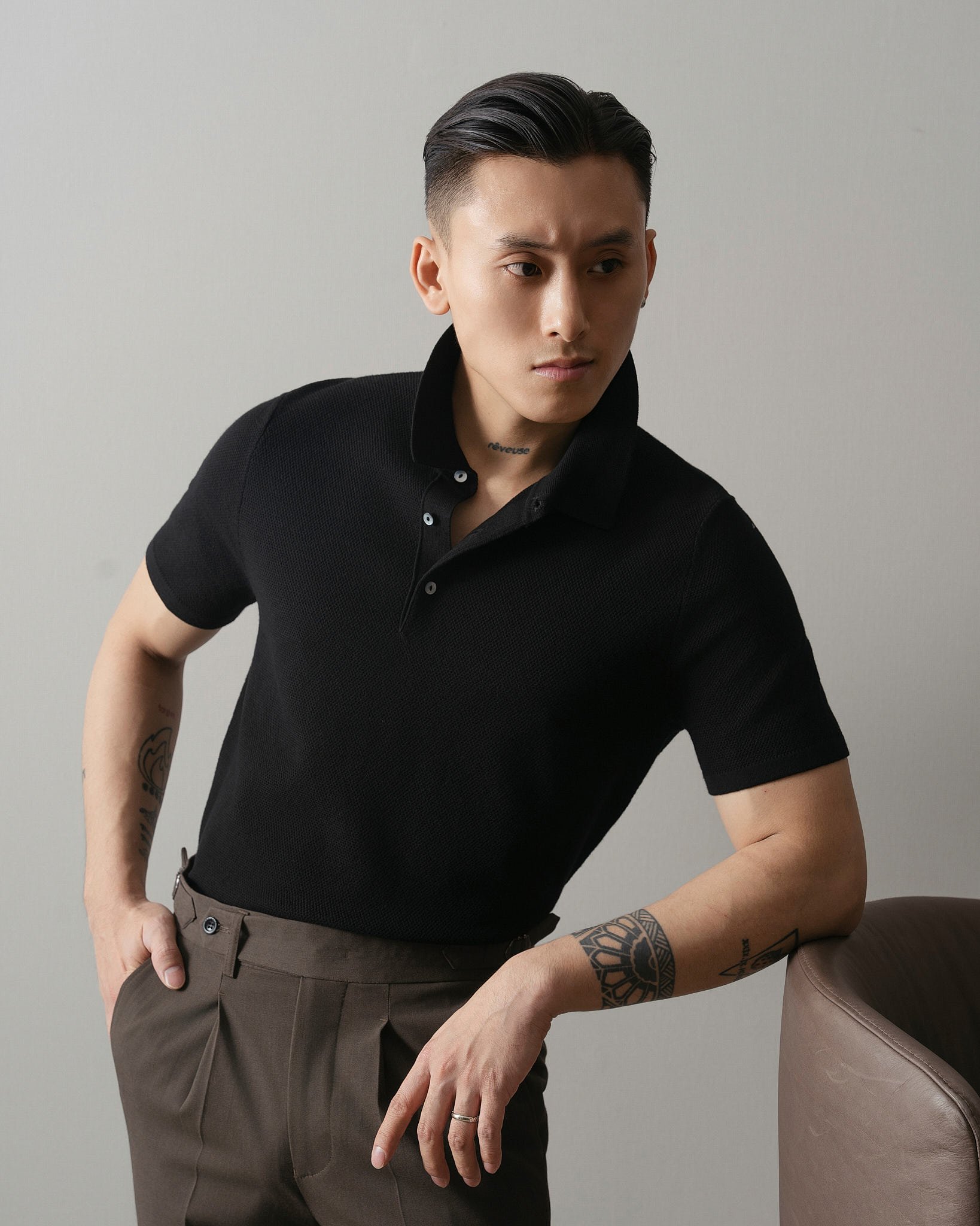  ÁO THUN CÓ CỔ DỆT KIM 