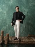 ÁO KHOÁC PRE 6 NÚT SỌC TRẮNG SF