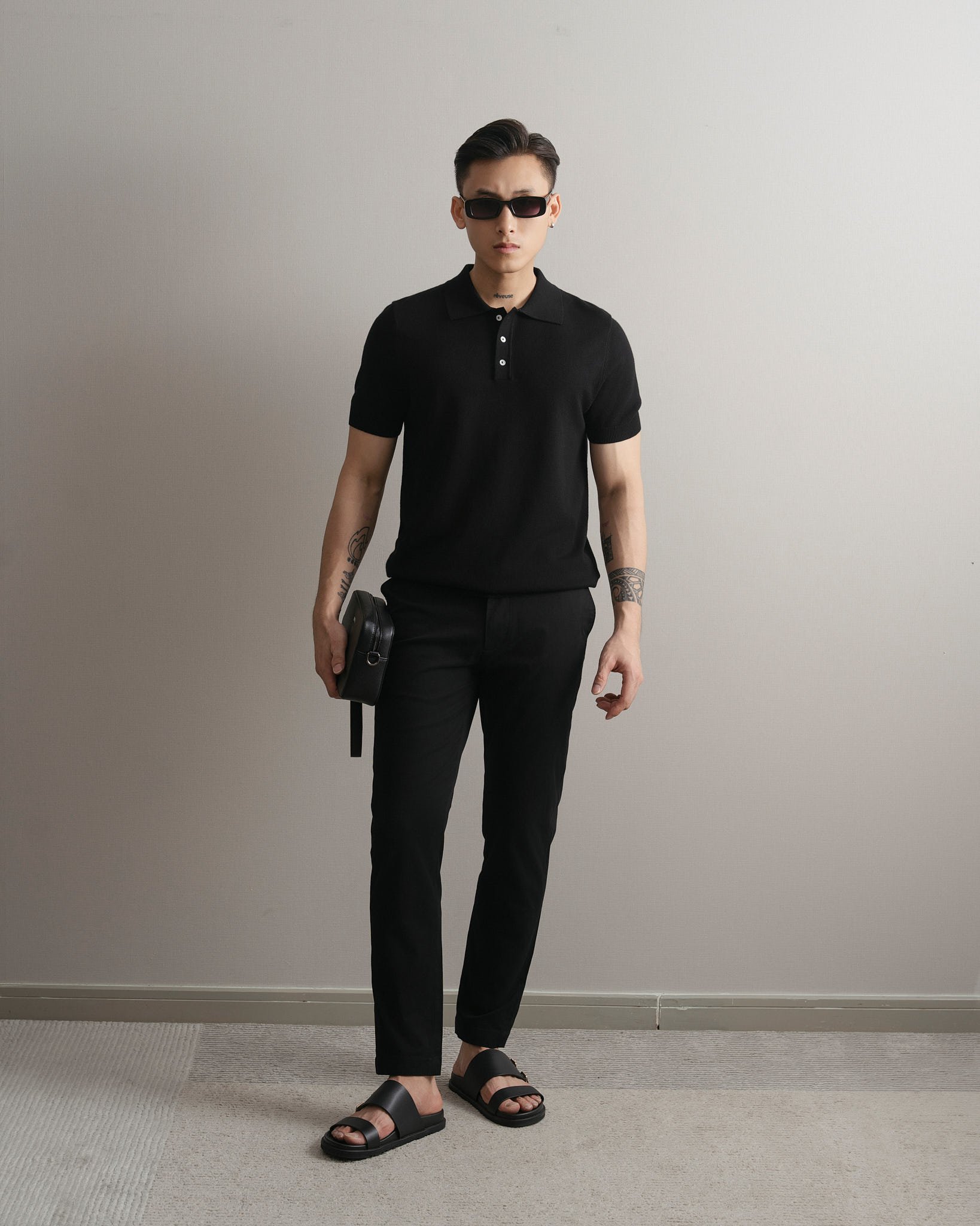  ÁO THUN CÓ CỔ DỆT KIM TRƠN 