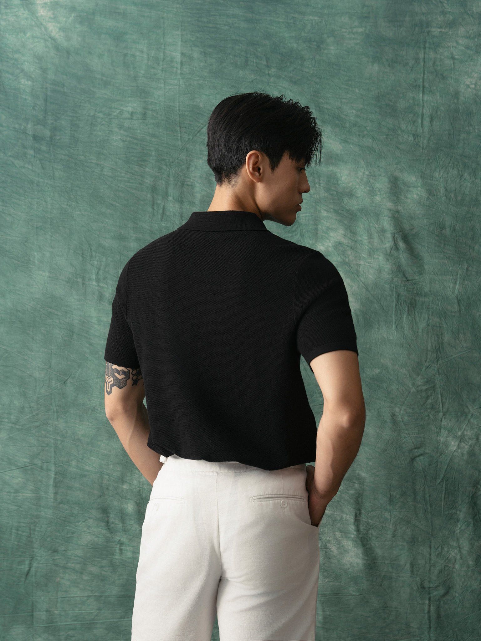 ÁO THUN CÓ CỔ DỆT KIM VÂN