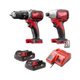  Combo M18 Milwaukee - Máy Khoan Pin 18V M18 BPD + Máy Vặn Vít Dùng Pin 18V M18 BID + 2 Pin M18 B2 + Sạc M12-18C 
