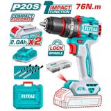  Máy khoan động lực dùng pin 20V Total TIDLI20768 (2 Pin 2.0Ah, 1 Sạc) 