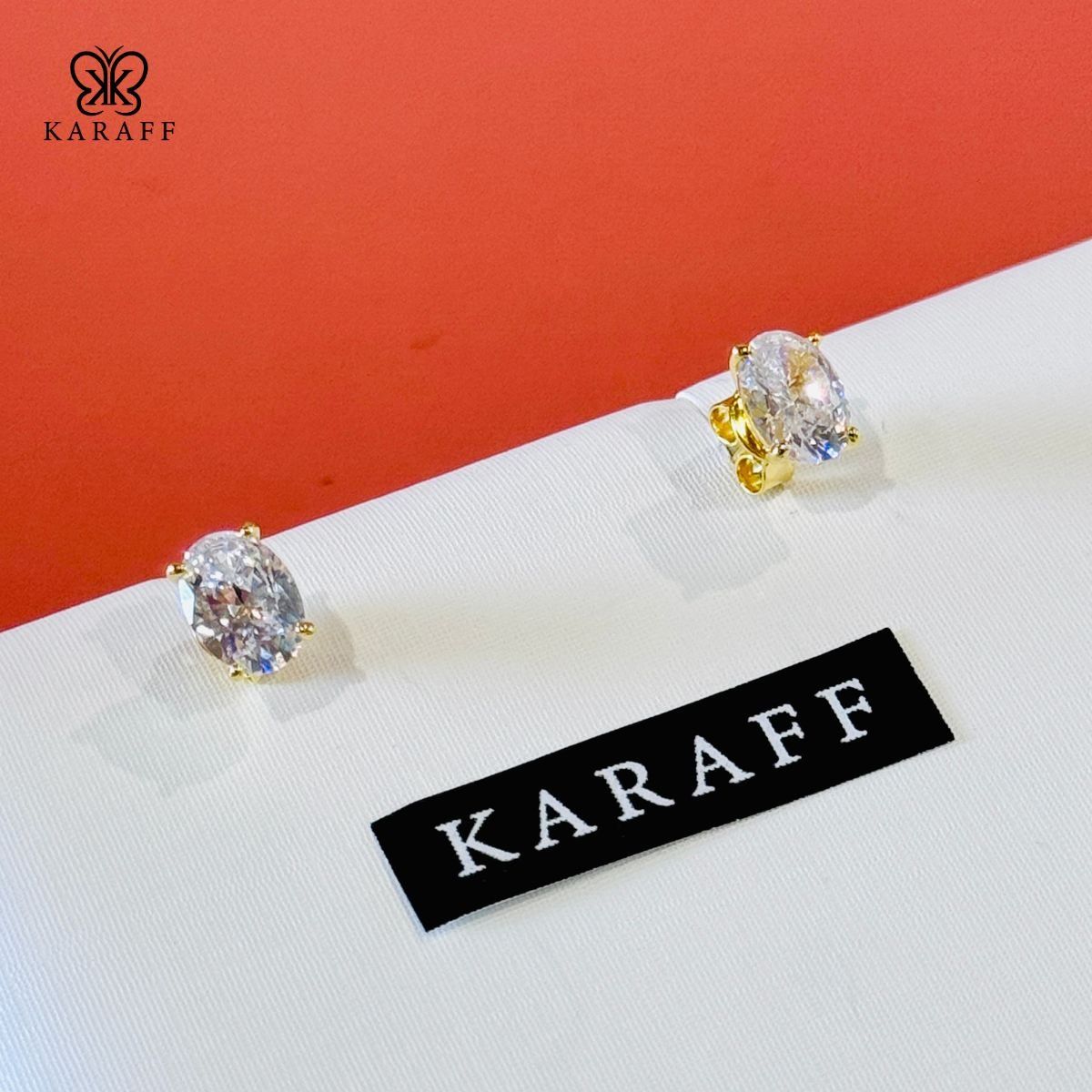  Khuyên Tai Karaff Aurelia Nova - Trang Sức Bạc 925 Mạ Vàng Trắng Đá Trắng Mạ 24k 