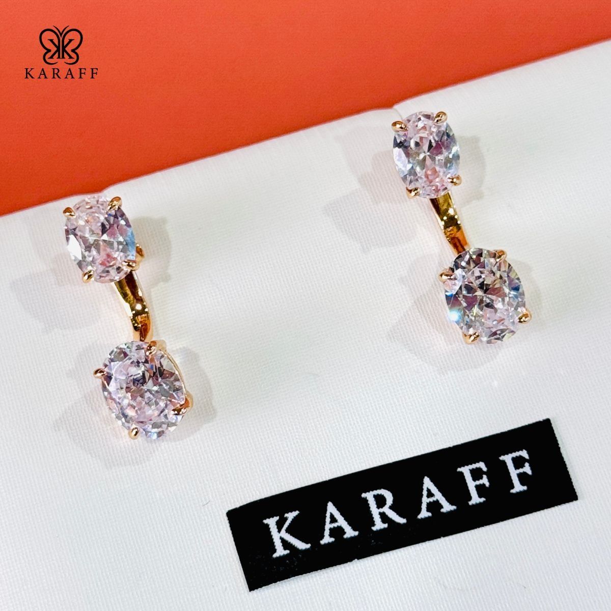  Khuyên Tai Karaff Iris Sparkle - Trang Sức Bạc 925 Mạ Vàng Hồng 