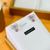  Khuyên Tai Karaff Serene Pink - Trang Sức Bạc 925 Mạ Vàng Trắng Đá Vàng Nạm Đá Hồng Thắt Nơ 
