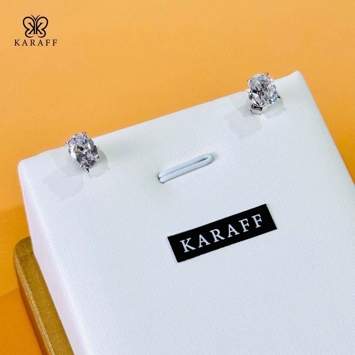  Khuyên Tai Karaff Aurelia Glacia - Trang Sức Bạc Mạ Vàng Trắng Đá Trắng 
