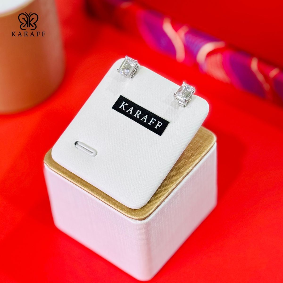  Khuyên Tai Karaff Livia Spark - Trang Sức Bạc 925 Mạ Vàng Trắng 