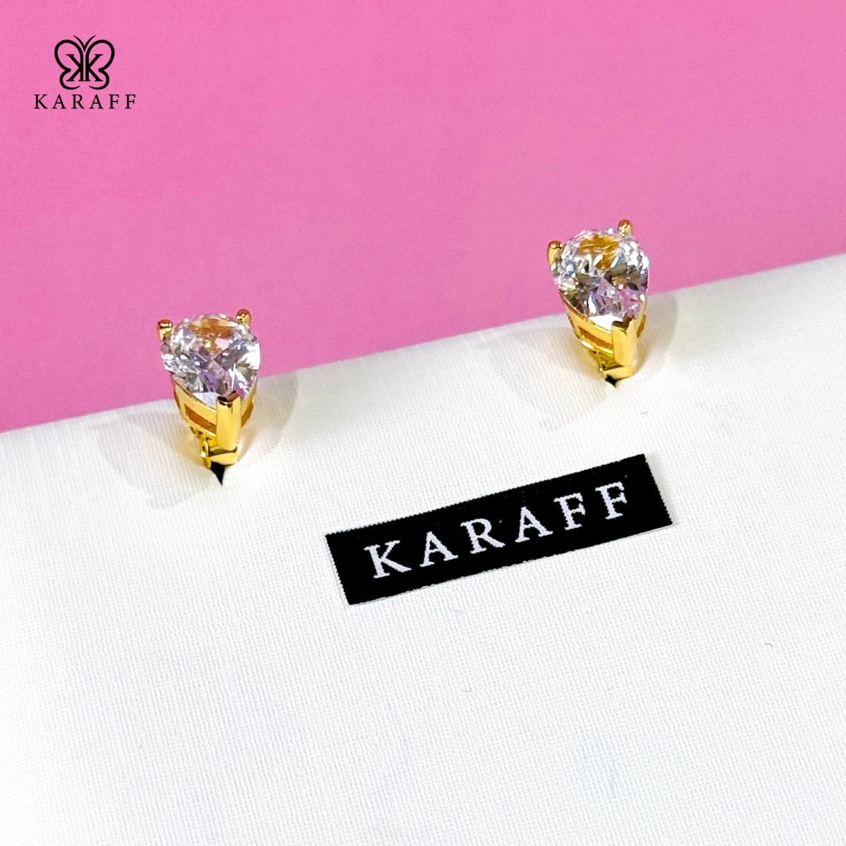  Khuyên Tai Karaff Velin Blanc - Trang Sức Bạc 925 Mạ Vàng Trắng Đá Trắng Mạ 24k 