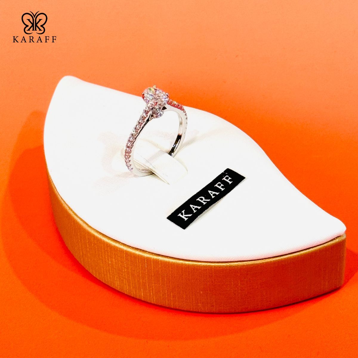  Nhẫn Karaff Stella Grace - Trang Sức Bạc 925 Mạ Vàng Trắng, Đá Moissanite 