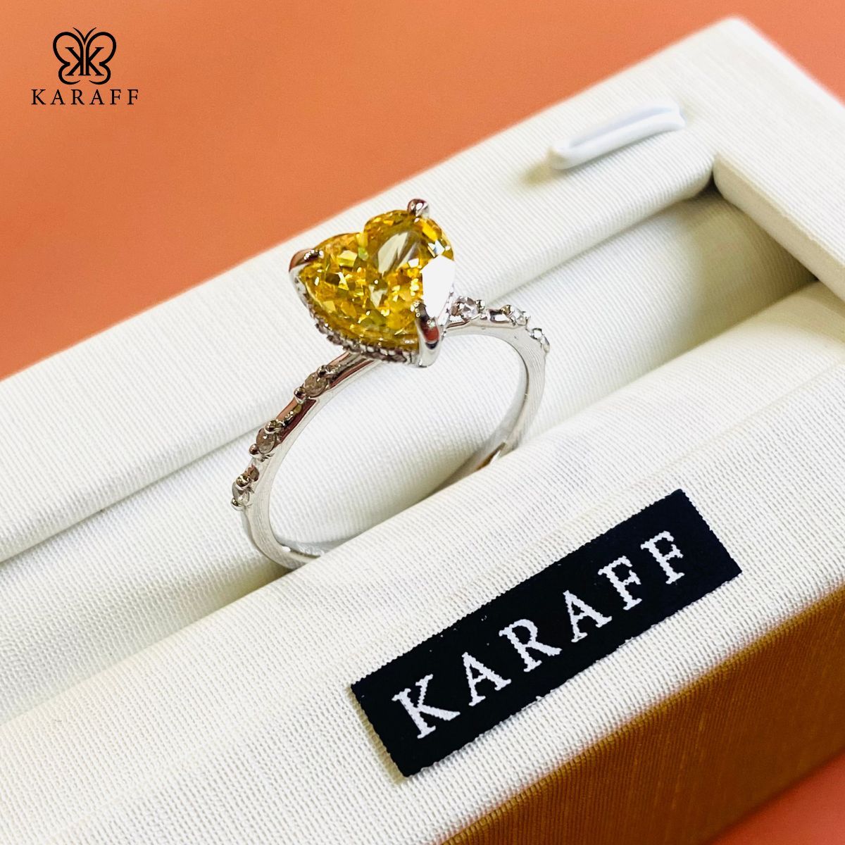  Nhẫn Karaff Sol Gem - Trang Sức Bạc 925 Mạ Vàng Trắng 