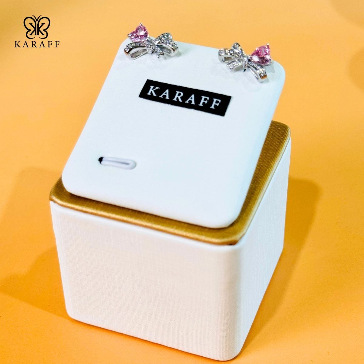  Khuyên Tai karaff Fiora Kiss - Trang Sức Bạc 925 Mạ Vàng Trắng 