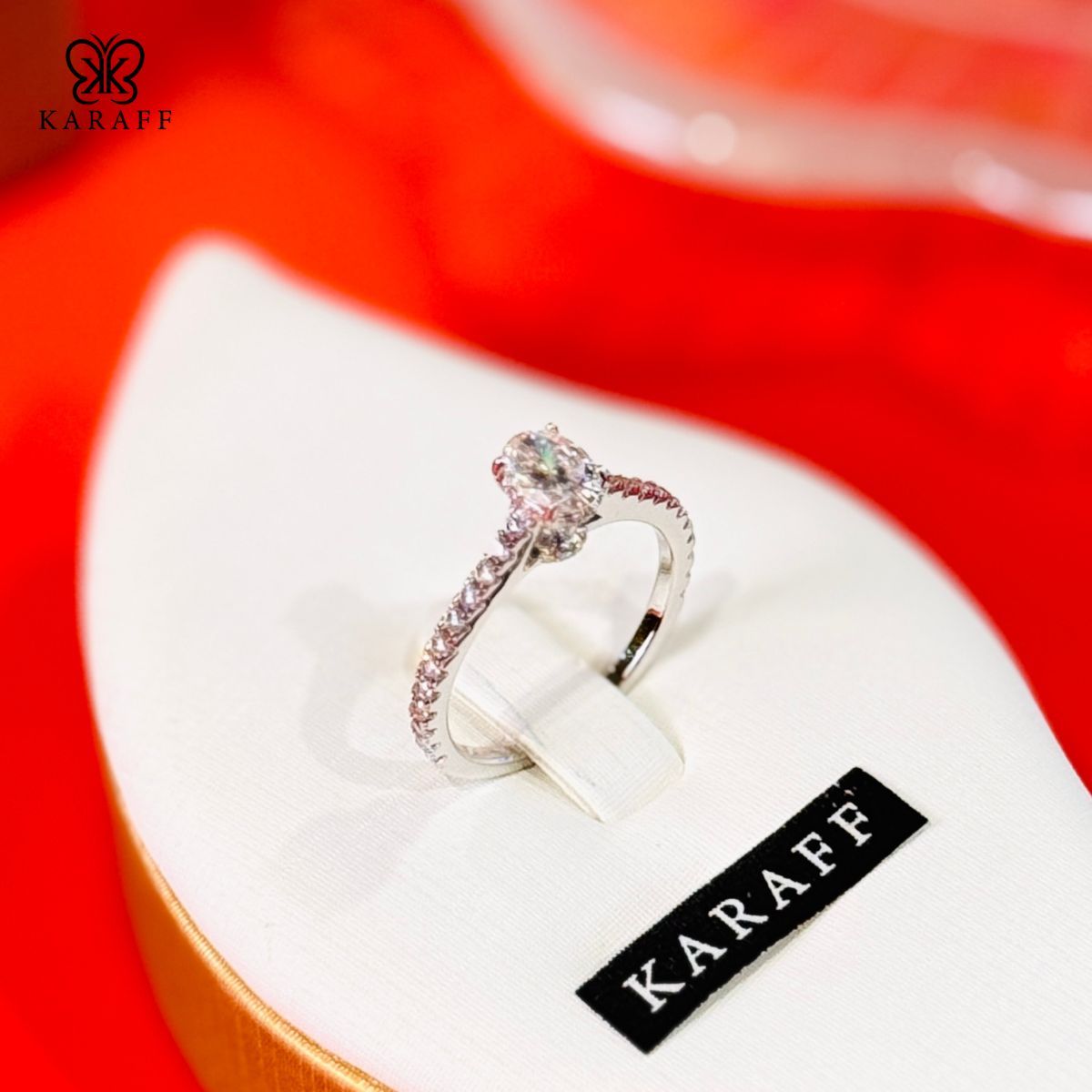  Nhẫn Karaff Stella Grace - Trang Sức Bạc 925 Mạ Vàng Trắng, Đá Moissanite 