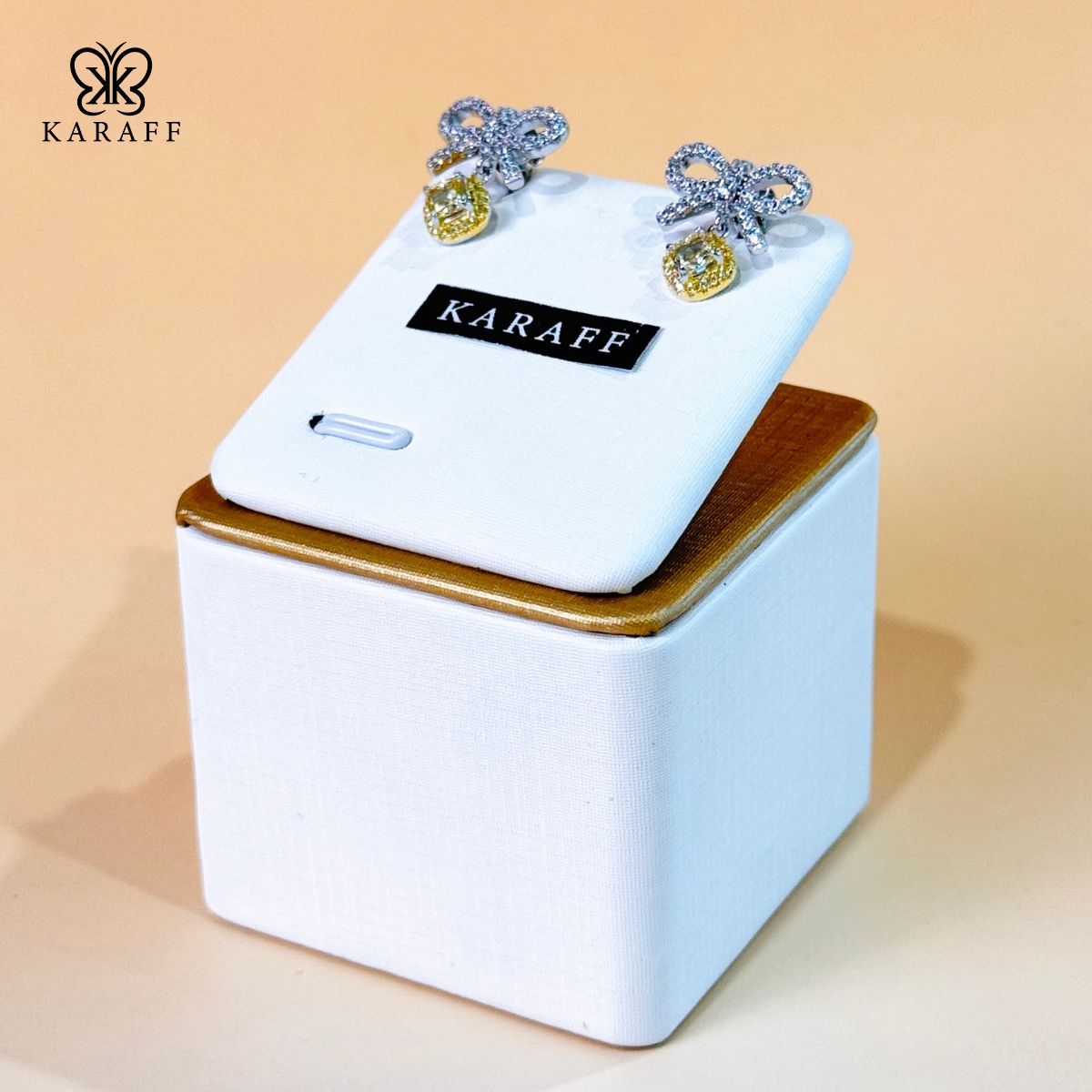  Khuyên Tai Karaff Serene Gold - Trang Sức Bạc 925 Mạ Vàng Trắng Đá Vàng Nạm Đá Vàng Thắt Nơ 