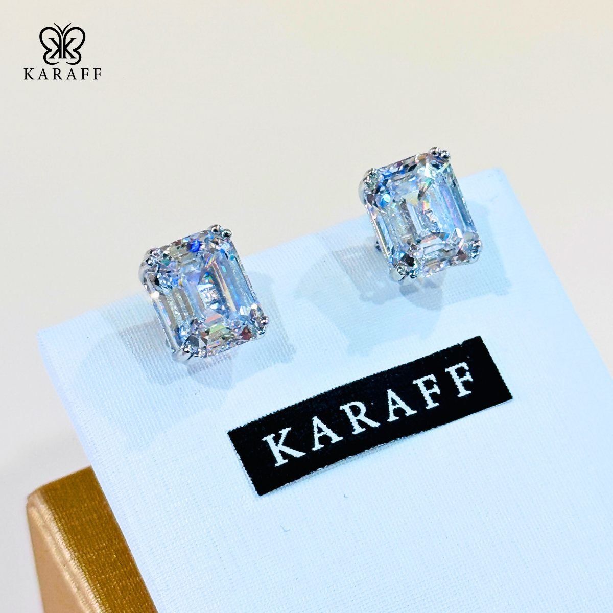  Khuyên Tai Karaff Celina Frost - Trang Sức Bạc 925 Mạ Vàng Trắng 