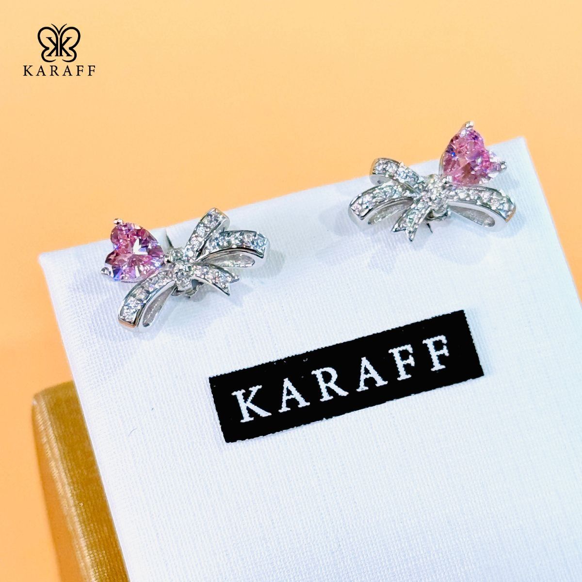  Khuyên Tai karaff Fiora Kiss - Trang Sức Bạc 925 Mạ Vàng Trắng 