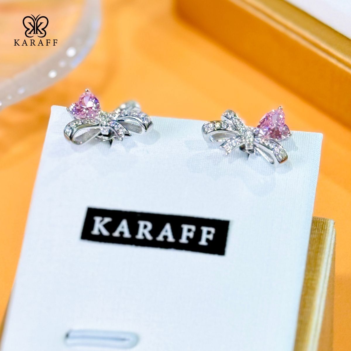  Khuyên Tai karaff Fiora Kiss - Trang Sức Bạc 925 Mạ Vàng Trắng 