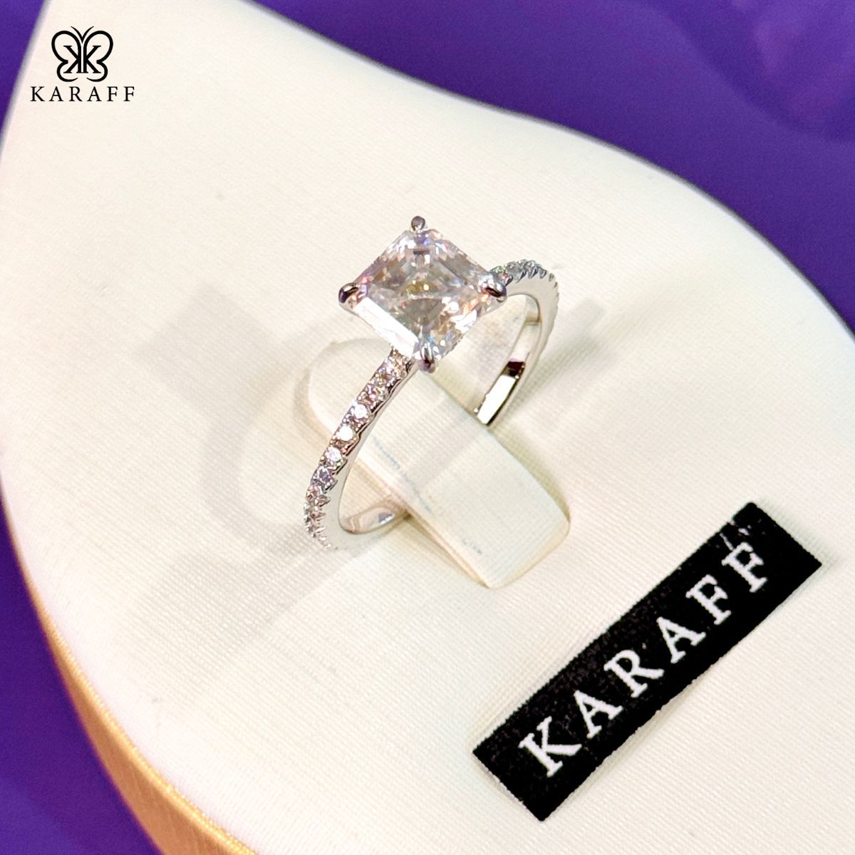  Nhẫn Karaff Veloria Ring - Trang Sức Bạc 925 Mạ Vàng Trắng, Đá Moissanite 
