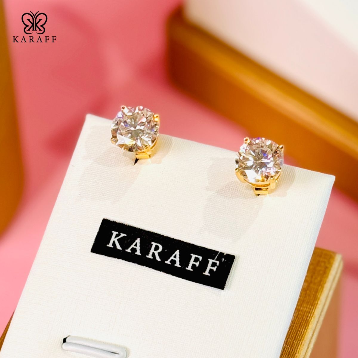  Khuyên Tai Karaff Lucia Nova - Trang Sức Bạc 925 Mạ Vàng 24K, Đá Moissanite 