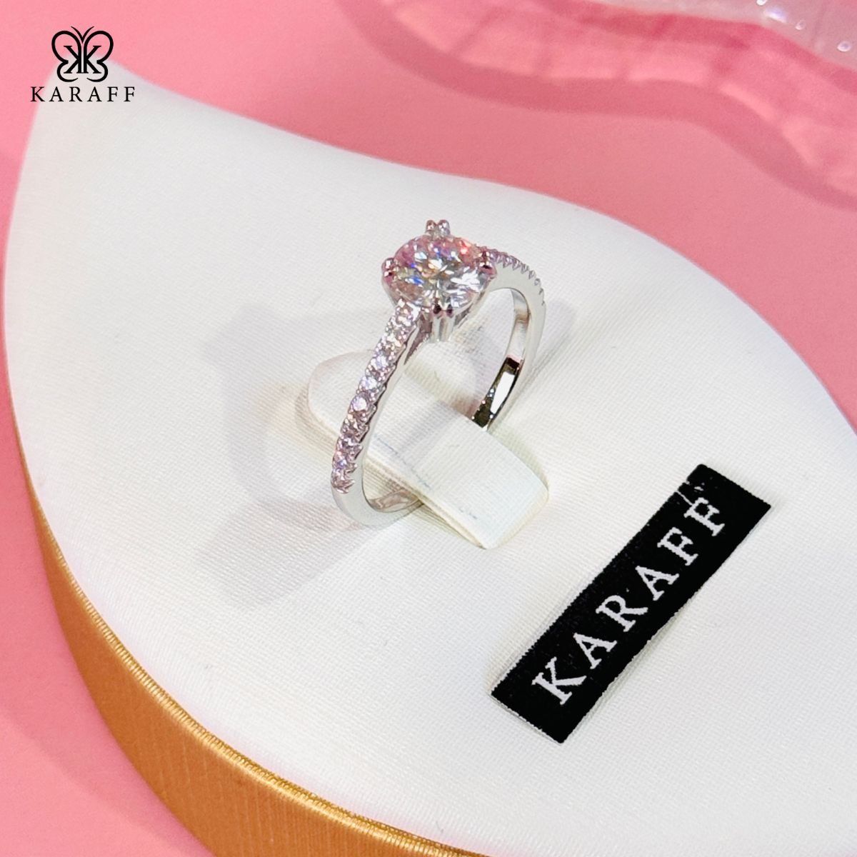  Nhẫn Karaff The Ophelia - Trang Sức Bạc 925 Mạ Vàng Trắng, Đá Moissanite 