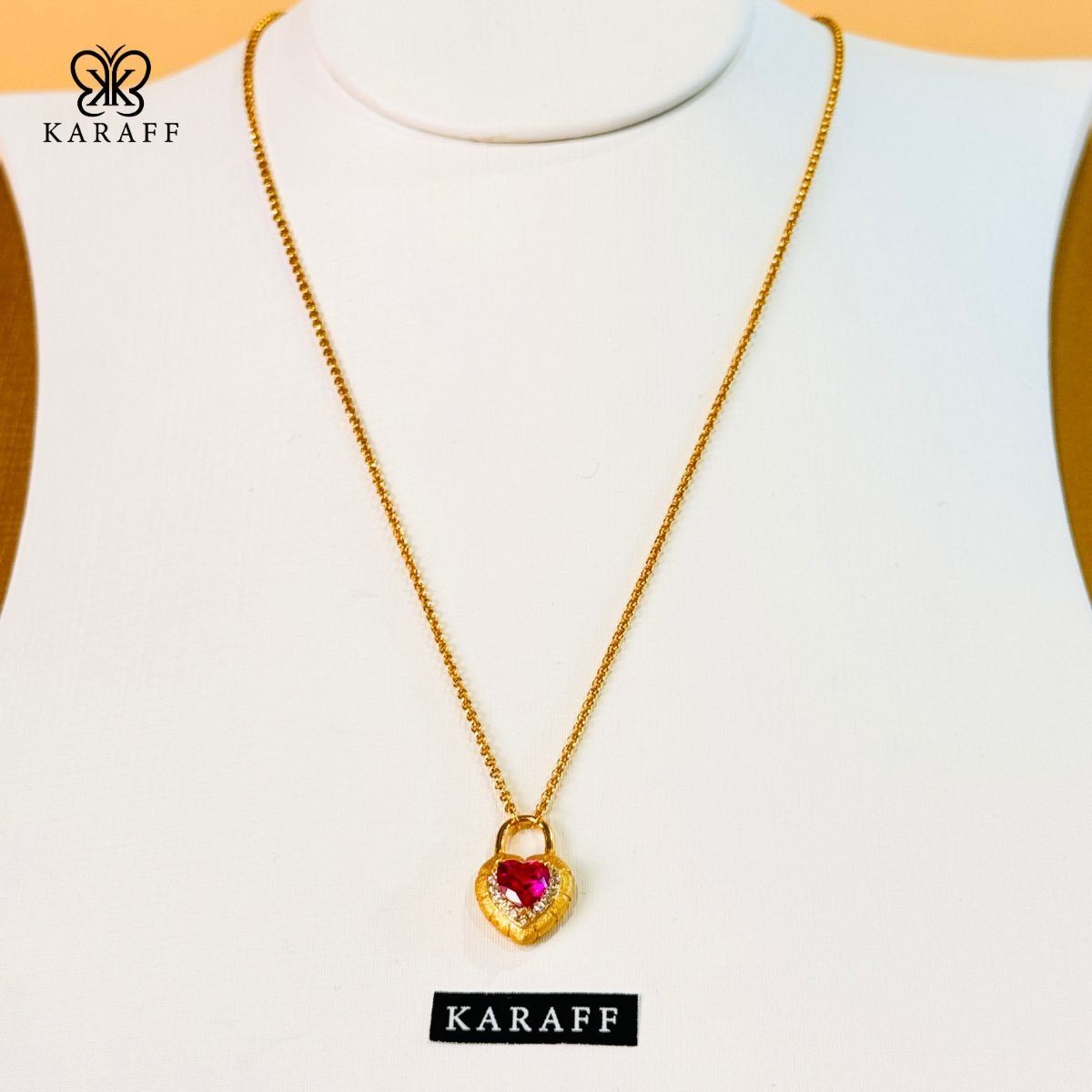  Dây Chuyền Karaff Ruby Locket - Trang Sức Bạc 925 Mạ Vàng 24K 