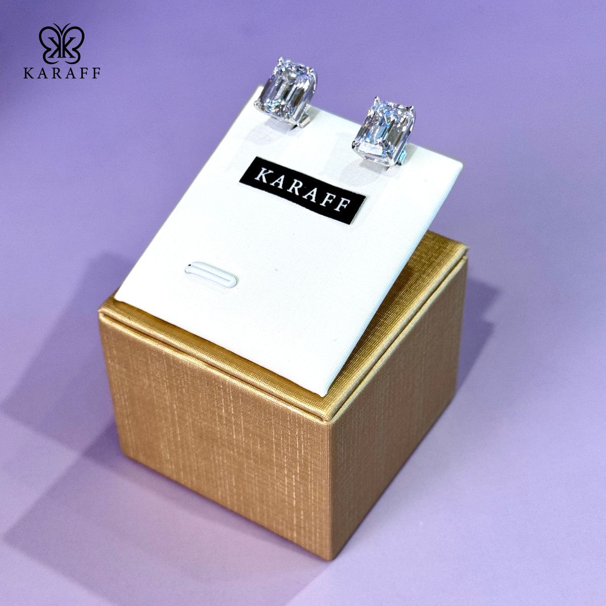  Khuyên Tai Karaff Crystal Elegance - Trang Sức Bạc 925 Mạ Vàng Trắng 