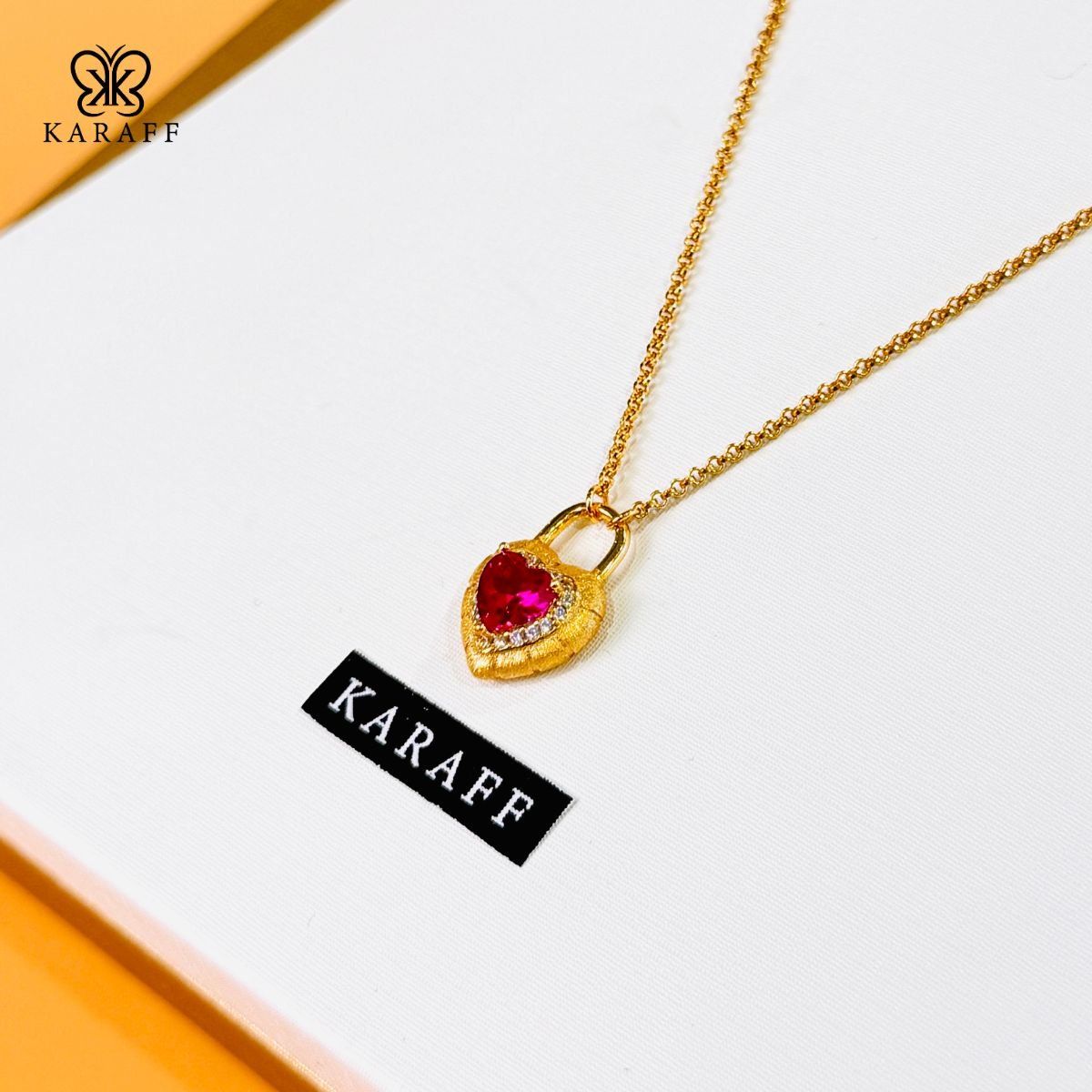  Dây Chuyền Karaff Ruby Locket - Trang Sức Bạc 925 Mạ Vàng 24K 