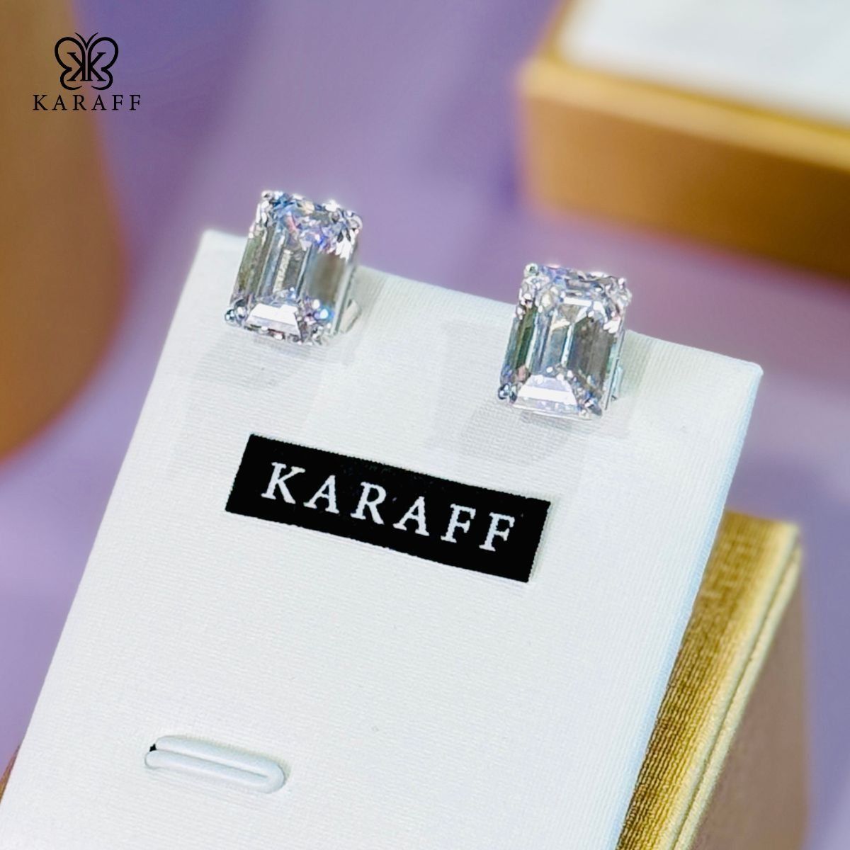  Khuyên Tai Karaff Crystal Elegance - Trang Sức Bạc 925 Mạ Vàng Trắng 