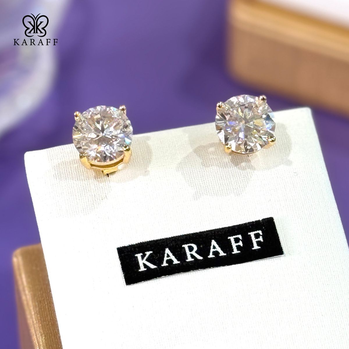  Khuyên tai Karaff Lucia Brilliance  - Trang Sức Bạc 925 Mạ Vàng 24K, Đá Moissanite 