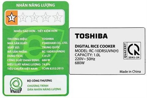 Nồi cơm điện tử Toshiba 1 lít RC-10DR5UVN(H)