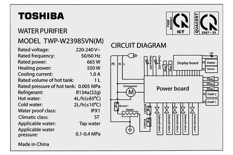 Máy lọc nước RO nóng nguội lạnh Toshiba TWP-W2398SVN(M) 10 lõi