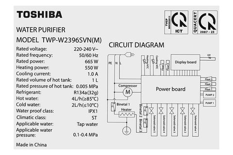 Máy lọc nước RO nóng nguội lạnh Toshiba TWP-W2396SVN(M) 10 lõi