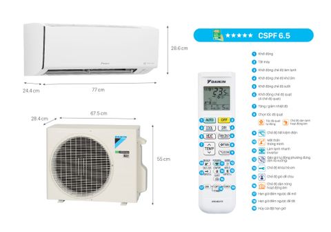 Điều hòa Daikin 9000BTU inverter 2 chiều FTHF25XVMV/RHF25XVMV