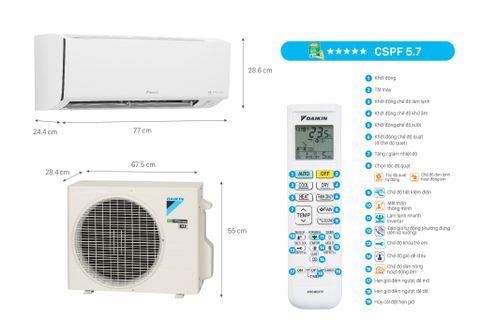 Điều hòa Daikin 12.000 BTU inverter 2 chiều FTHF35XVMV/RHF35XVMV