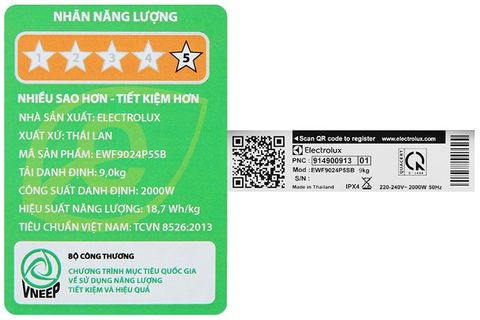 Máy giặt Electrolux UltimateCare 500 Inverter 9 kg EWF9024P5SB